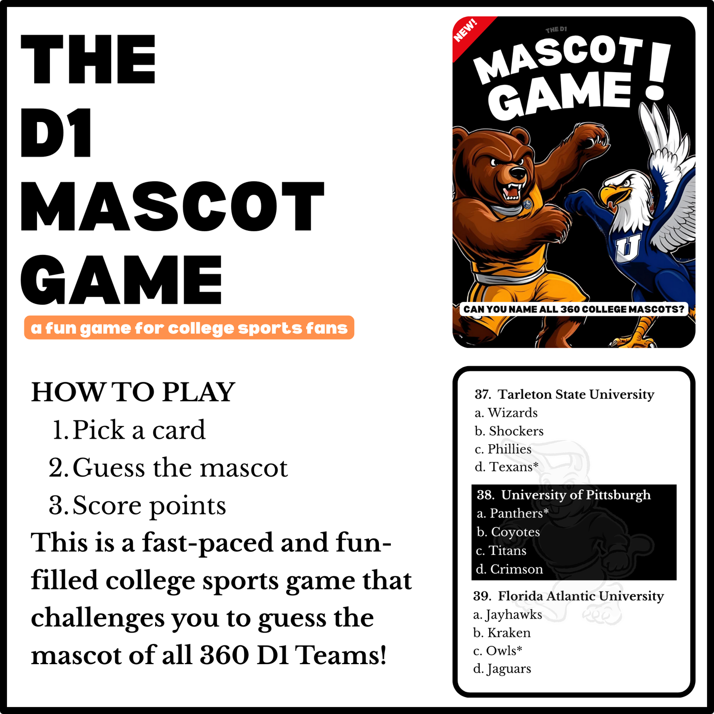 The D1 Mascot Game