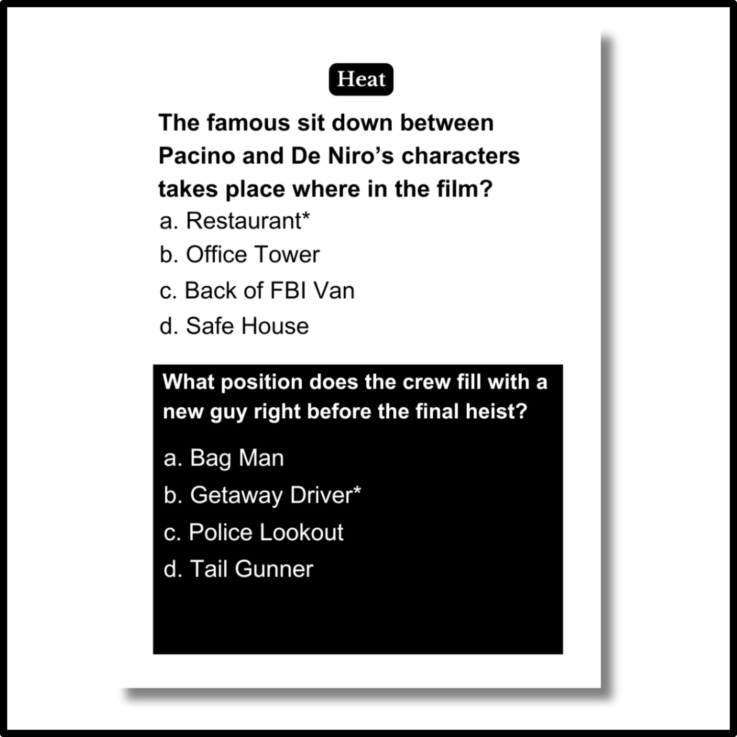 Movie Heist Trivia Game