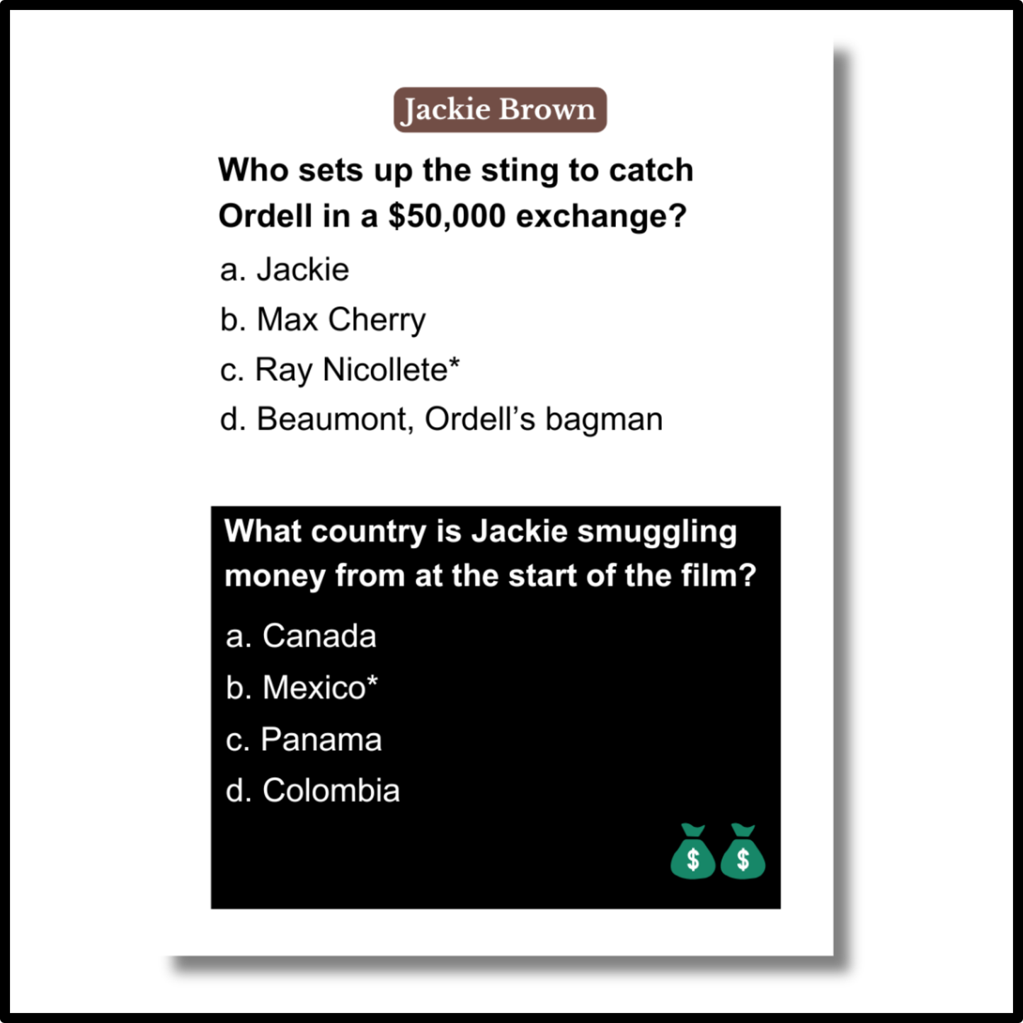 Movie Heist Trivia Game