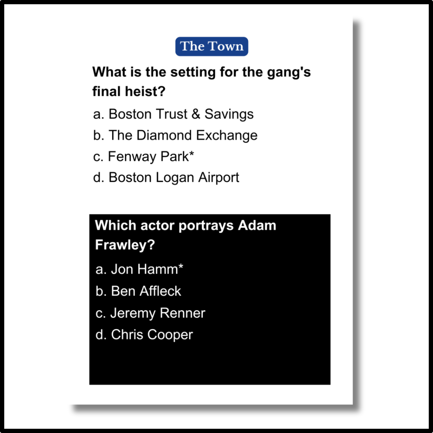 Movie Heist Trivia Game